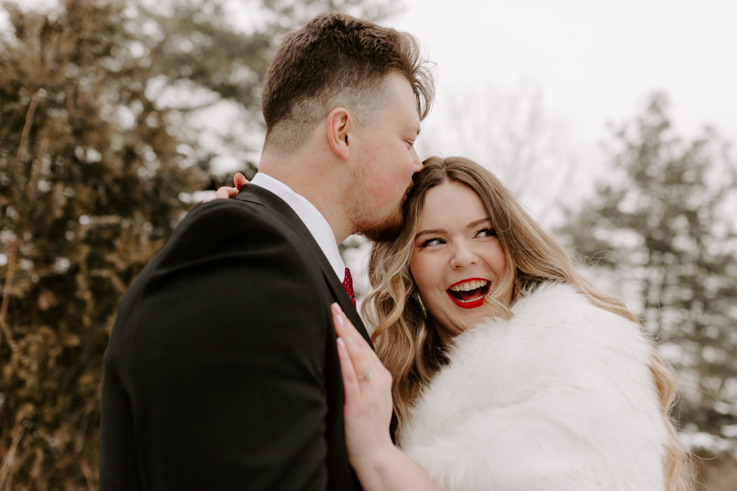 Couple celebrating engagement session in the winter months of Chicago.